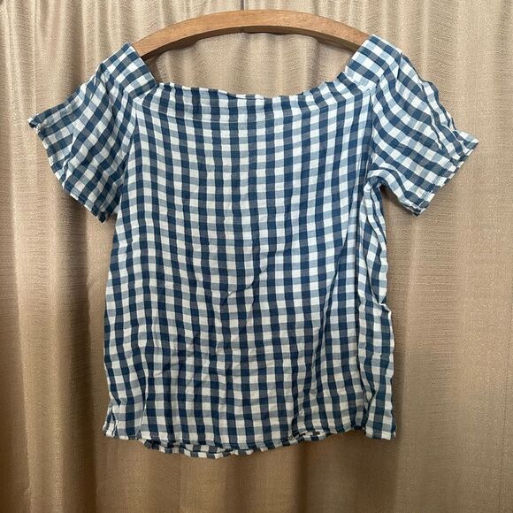 Thread & Supply Blue and White Checkered Blouse - Picture 1 of 4